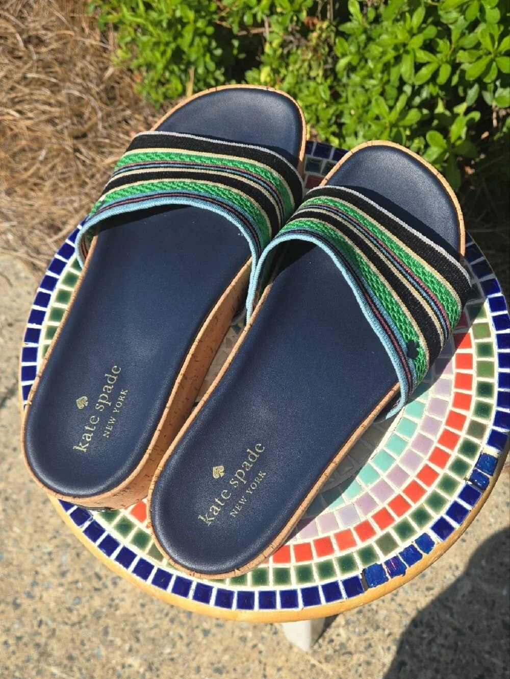 Kate Spade Breeze Striped Wedge Slide Sandals
